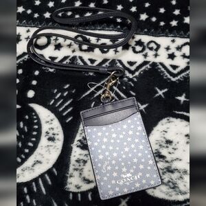 Coach Star Print Lanyard Card Holder